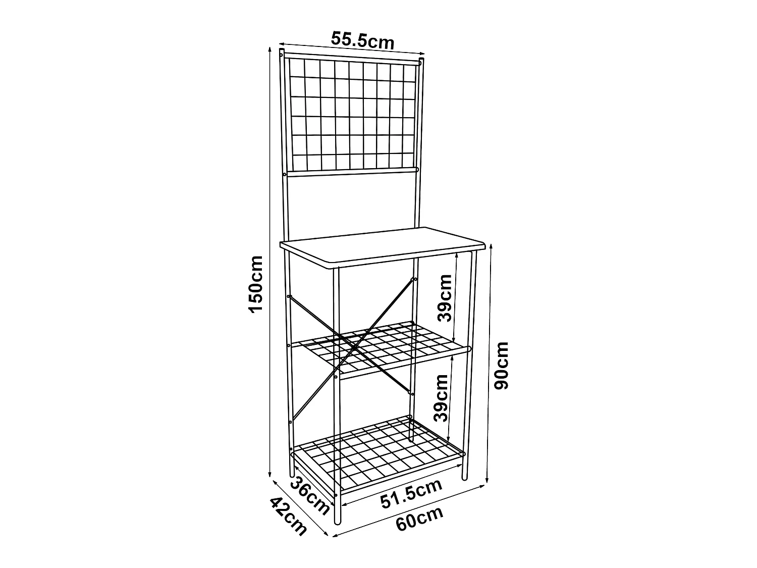 Étagère de cuisine Nibe 150 x 60 x 42 cm noir effet marbre [en.casa]