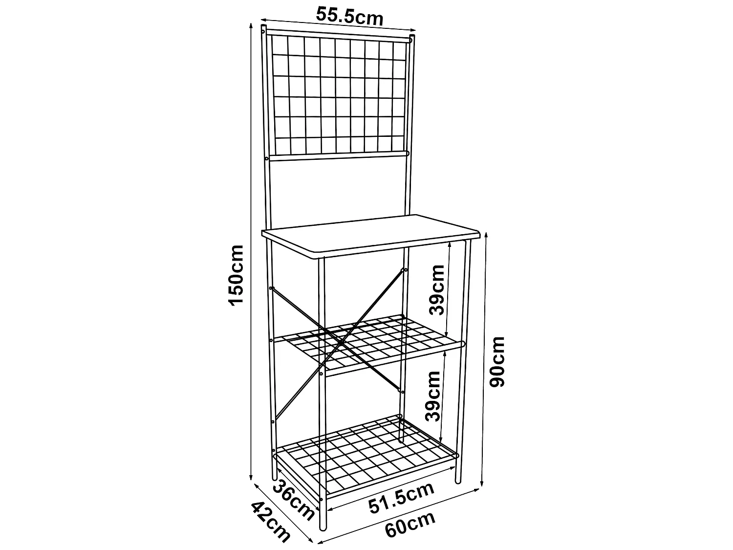 Étagère de cuisine Nibe 150 x 60 x 42 cm noir effet marbre [en.casa]