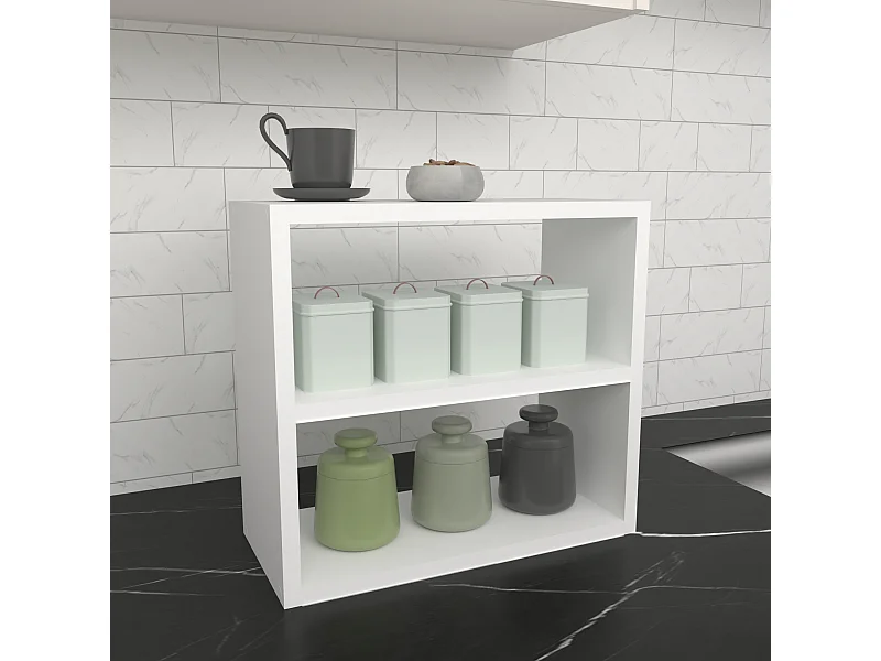 Étagère de cuisine Hjo autoportante à 2 niveaux 40 x 43,5 x 20 cm blanc [en.casa]