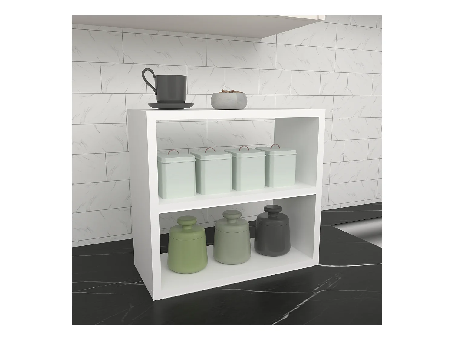 Étagère de cuisine Hjo autoportante à 2 niveaux 40 x 43,5 x 20 cm blanc [en.casa]