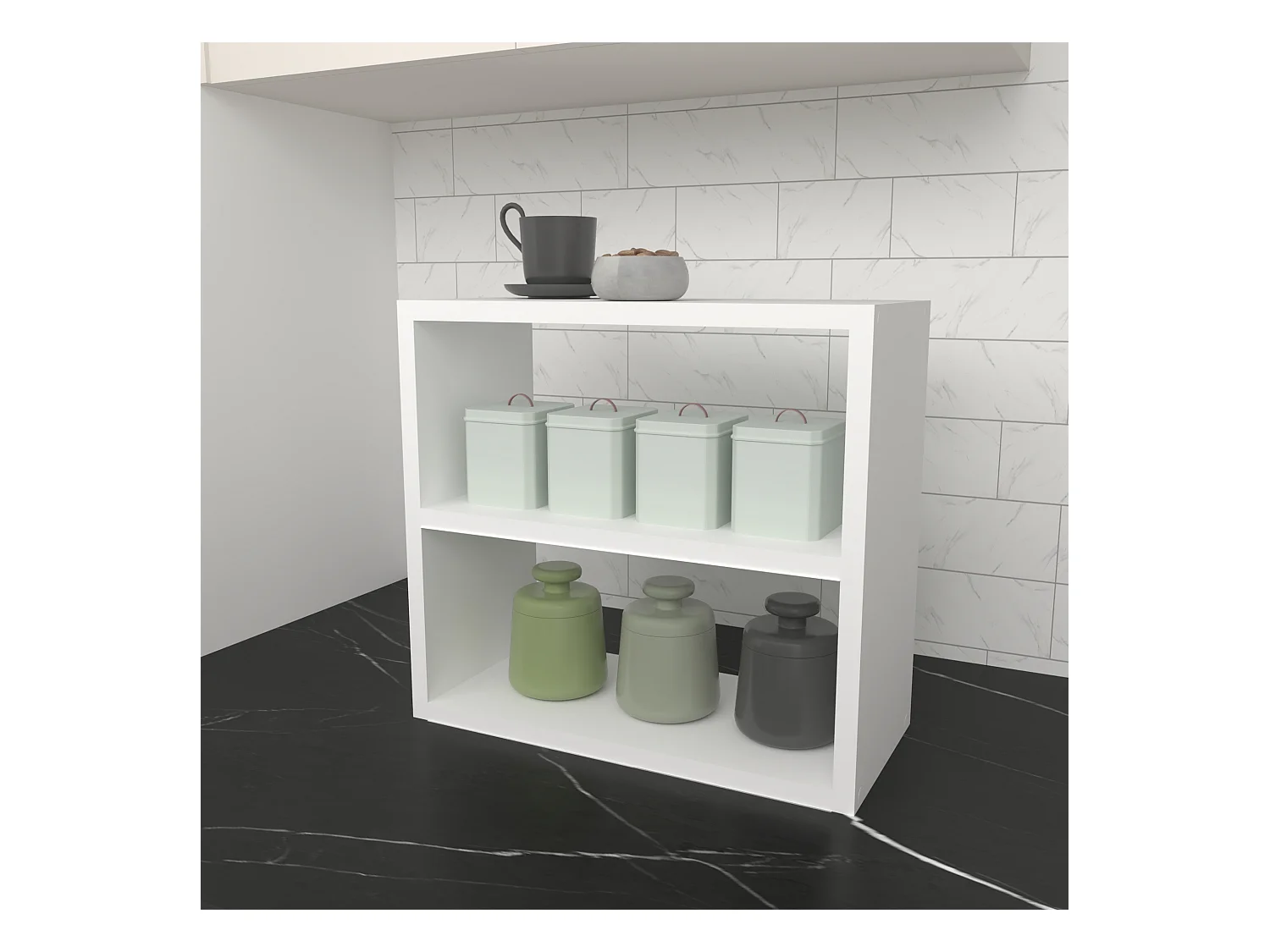 Étagère de cuisine Hjo autoportante à 2 niveaux 40 x 43,5 x 20 cm blanc [en.casa]