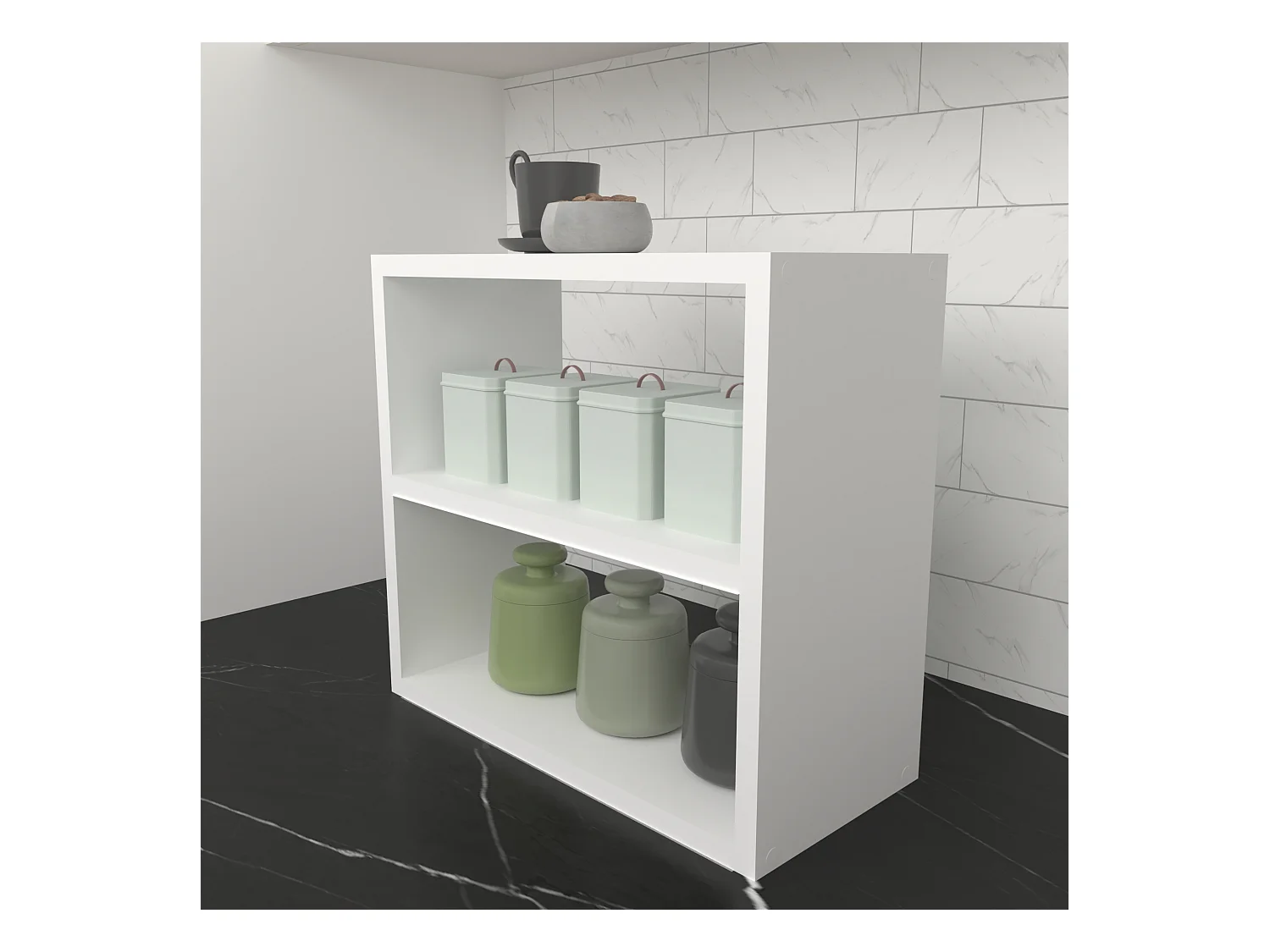 Étagère de cuisine Hjo autoportante à 2 niveaux 40 x 43,5 x 20 cm blanc [en.casa]