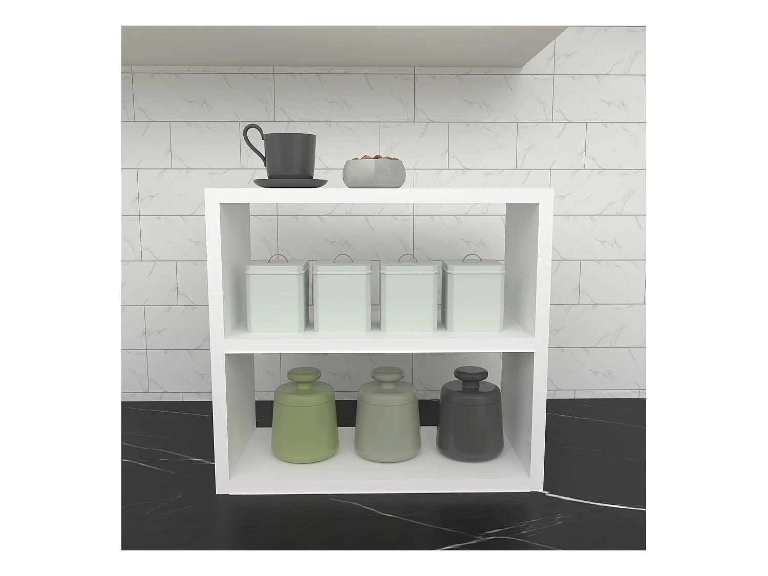 Étagère de cuisine Hjo autoportante à 2 niveaux 40 x 43,5 x 20 cm blanc [en.casa]