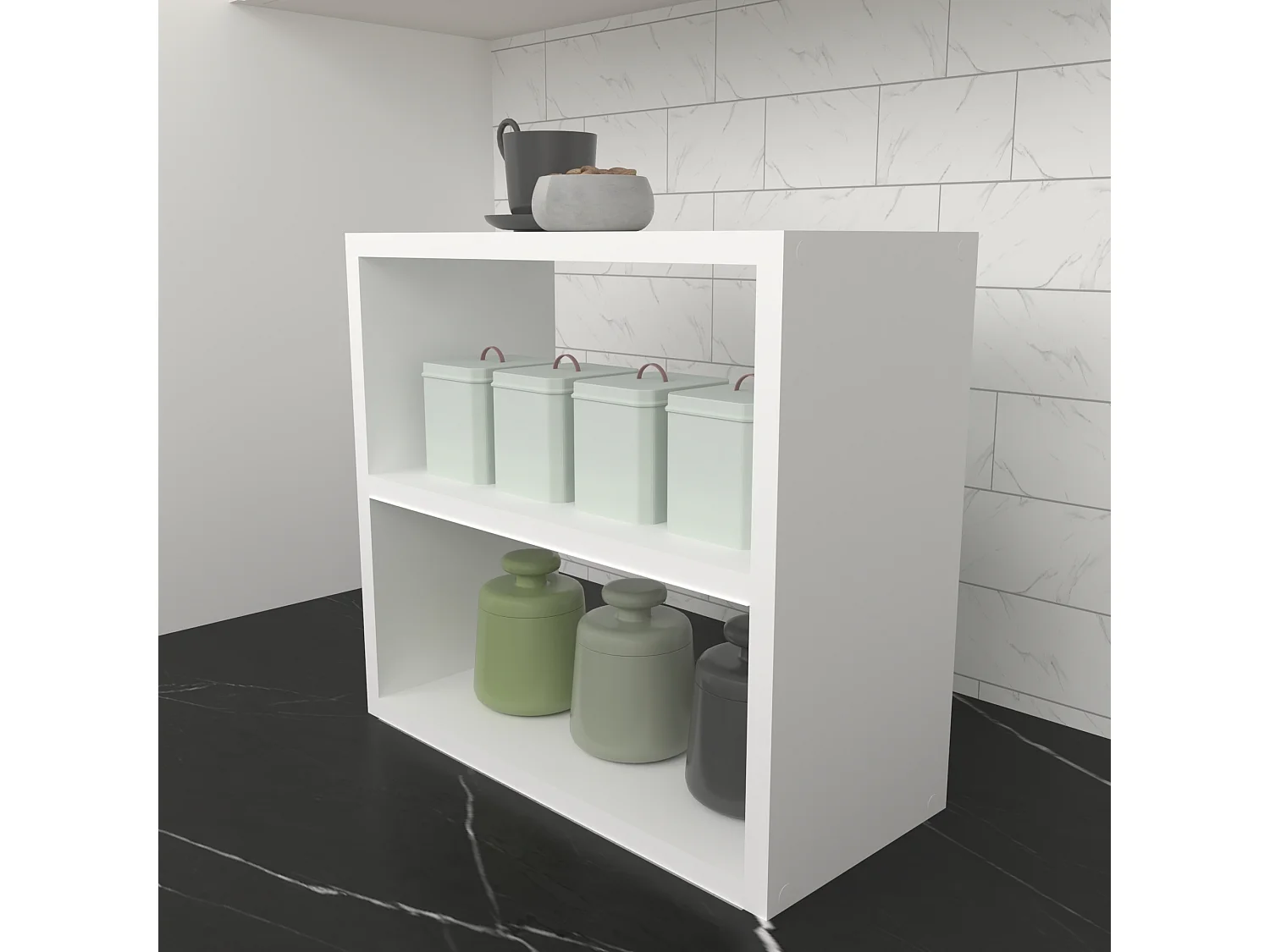 Étagère de cuisine Hjo autoportante à 2 niveaux 40 x 43,5 x 20 cm blanc [en.casa]