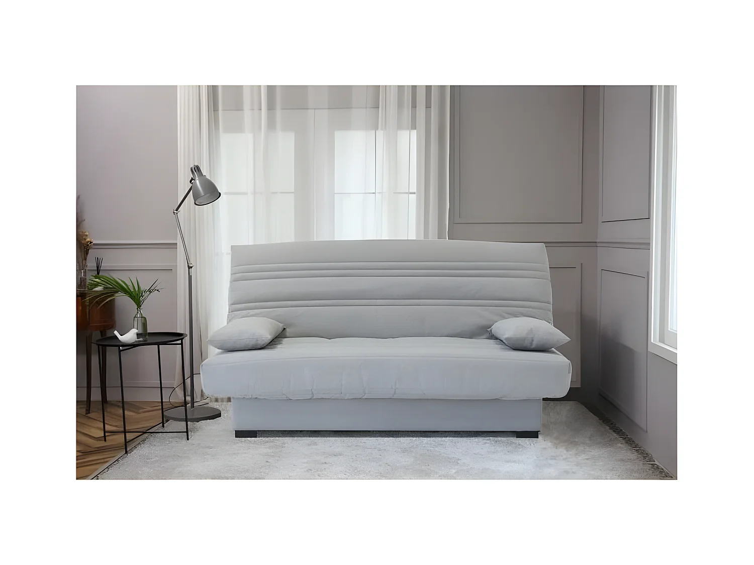 Banquette clic clac 3 places - Tissu gris clair - L199 x P96 x H103 cm - CHLoe