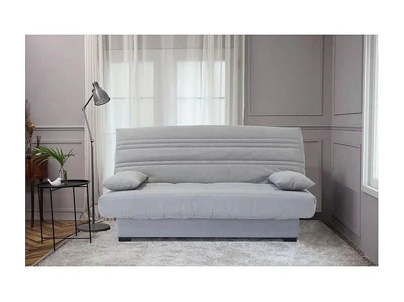 Banquette clic clac 3 places - Tissu gris clair - L199 x P96 x H103 cm - CHLoe