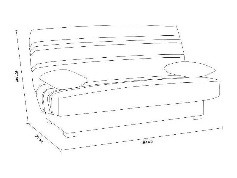 Banquette clic clac 3 places - Tissu gris clair - L199 x P96 x H103 cm - CHLoe