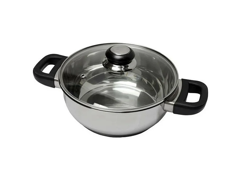 BAUMALU 331974 Faitout 24 cm inox + couvercle verre Saphir bakelite