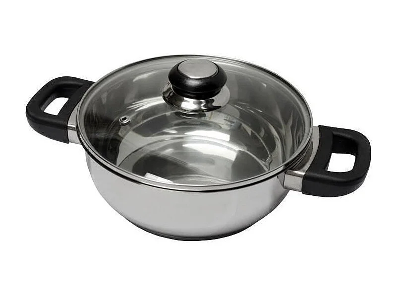 Kochtopf 24 cm Edelstahl mit Glasdeckel Saphir Bakelit