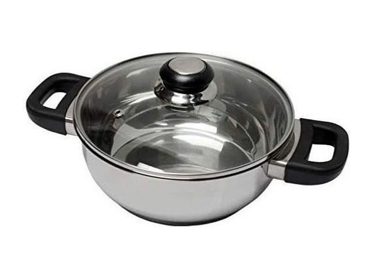 Kochtopf 24 cm Edelstahl mit Glasdeckel Saphir Bakelit