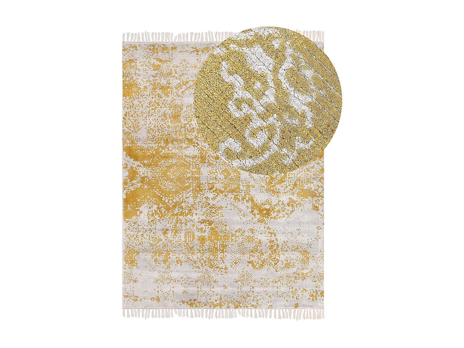 Alfombra de viscosa amarillo mostaza/beige 160 x 230 cm BOYALI