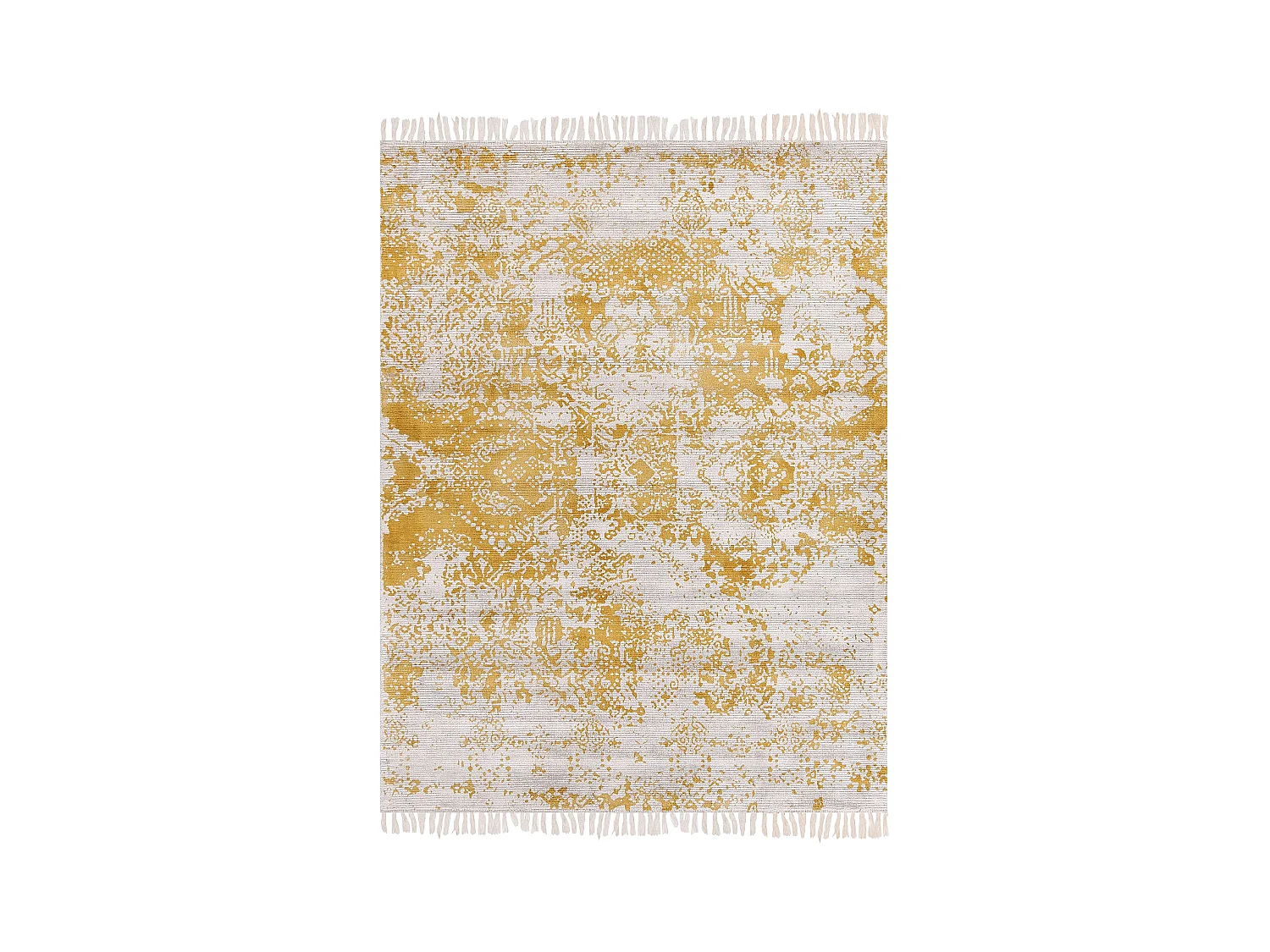 Teppich Viskose senfgelb / beige 160 x 230 cm orientalisches Muster Kurzflor BOYALI