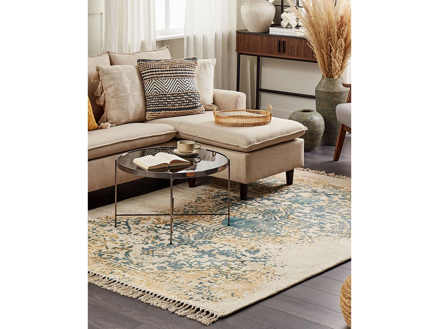 Tappeto viscosa verde senape e beige 160 x 230 cm BOYALI