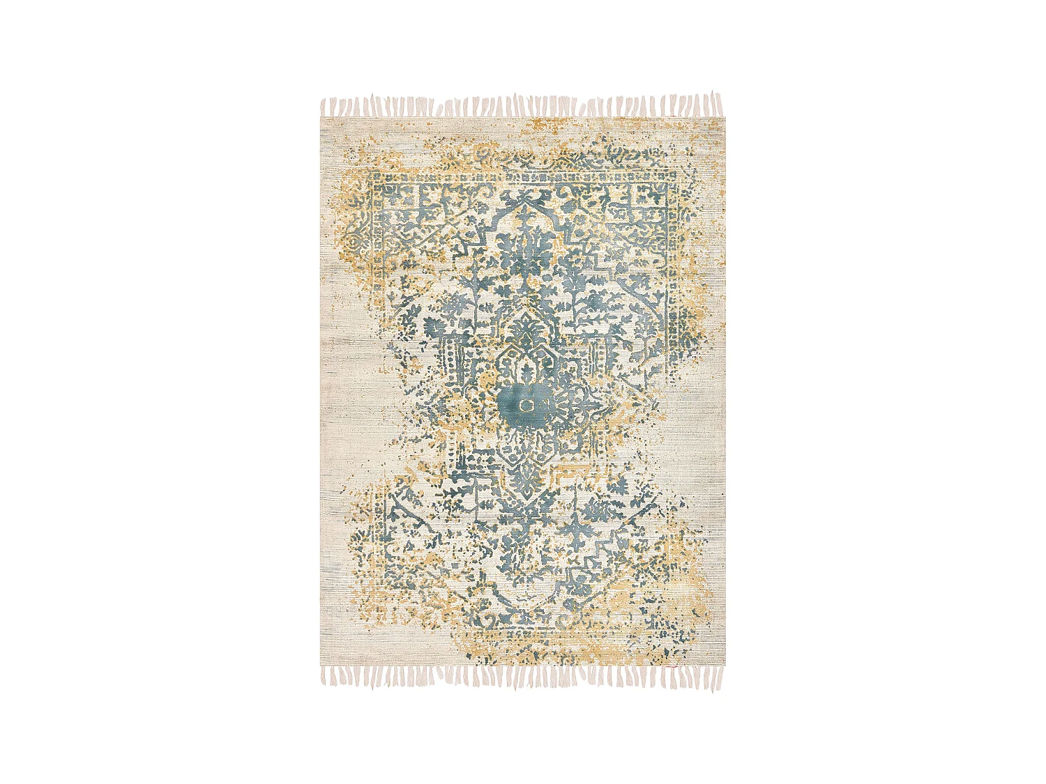 Teppich Viskose grün / gelb orientalisch 160 x 230 cm mit Fransen Boho Boyali