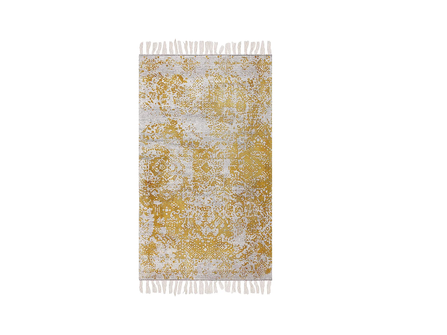 Teppich Viskose beige/gelb orientalisches Muster 80 x 150 cm mit Fransen Boyali