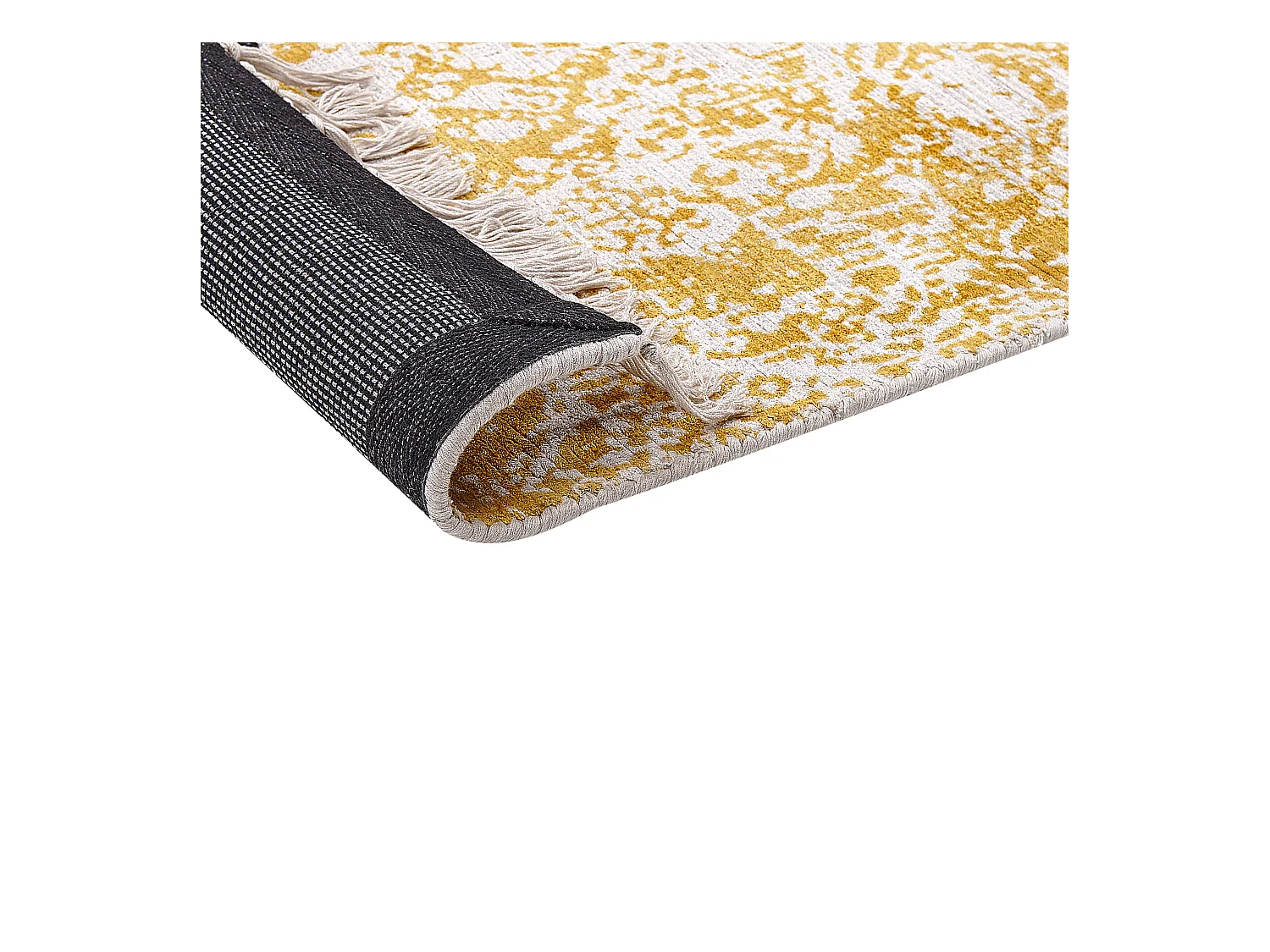 Teppich Viskose beige/gelb orientalisches Muster 80 x 150 cm mit Fransen Boyali