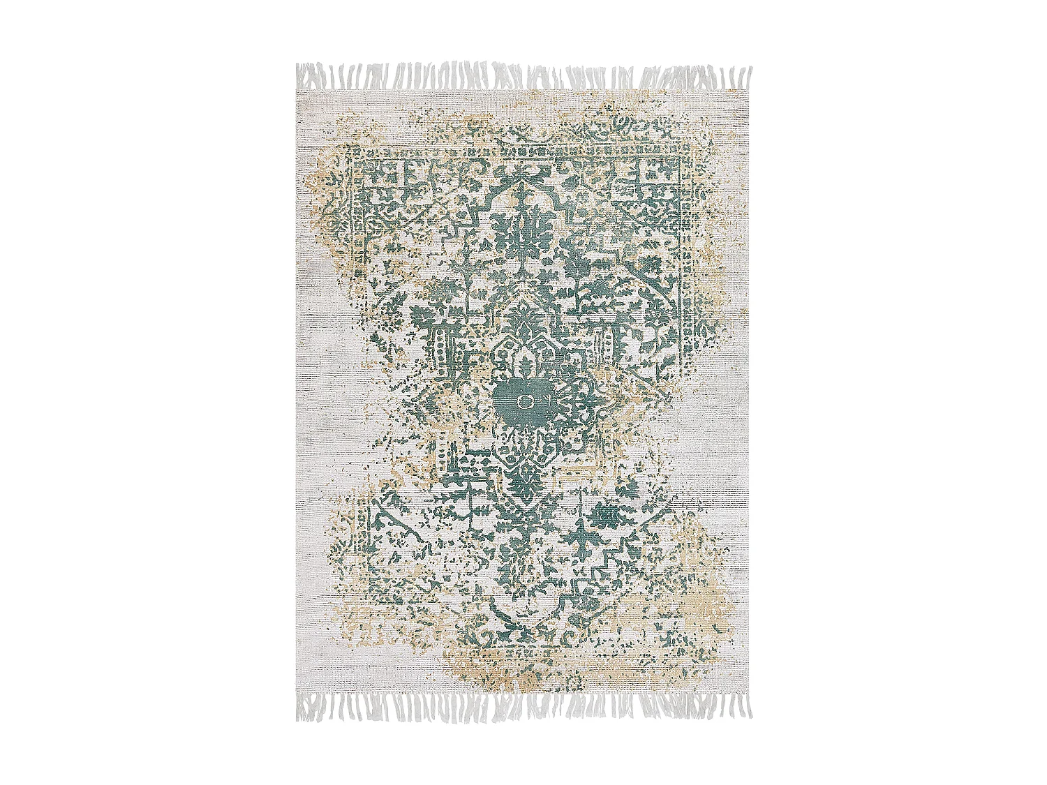 Alfombra de viscosa beige claro/verde 140 x 200 cm BOYALI