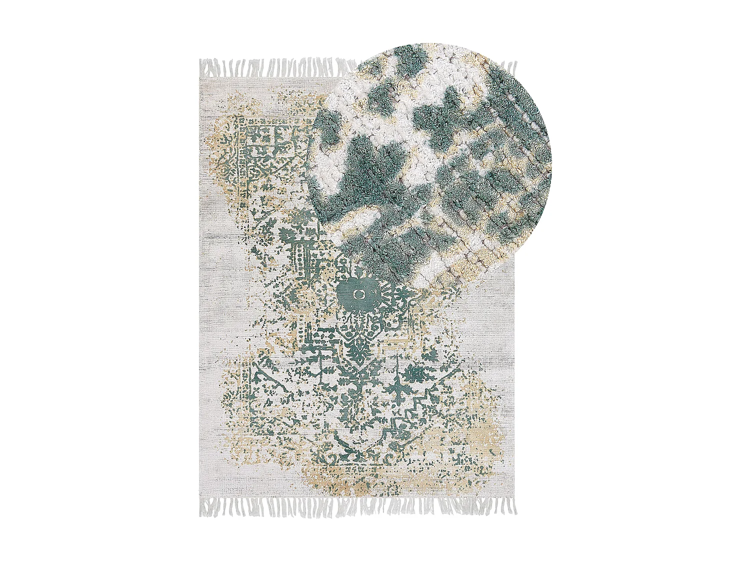 Vloerkleed viscose beige/groen 140 x 200 cm BOYALI