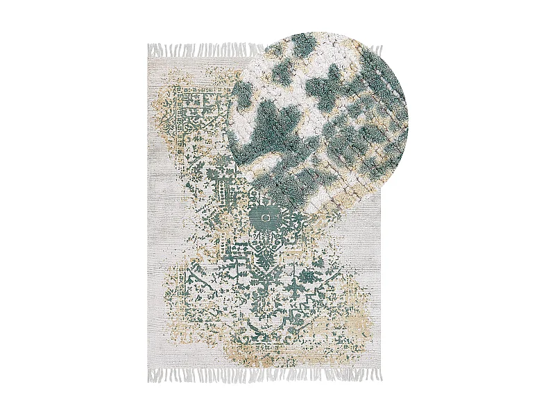 Vloerkleed viscose beige/groen 140 x 200 cm BOYALI