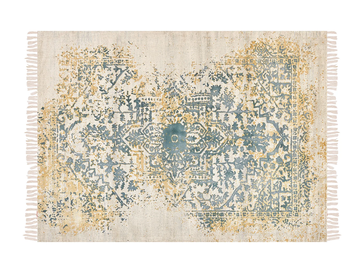 Tappeto viscosa beige chiaro verde e senape 140 x 200 cm BOYALI