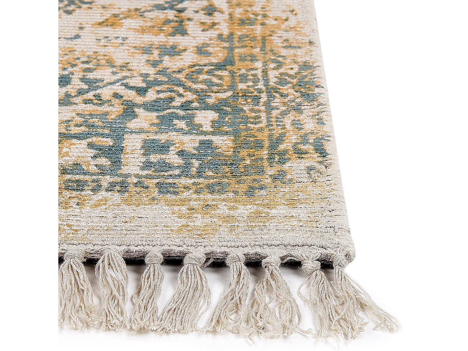 Tappeto viscosa beige chiaro verde e senape 140 x 200 cm BOYALI