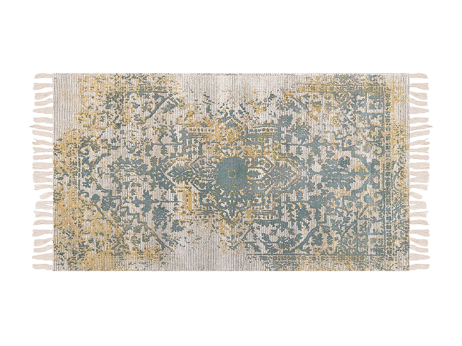 Tappeto viscosa beige chiaro verde e senape 80 x 150 cm BOYALI