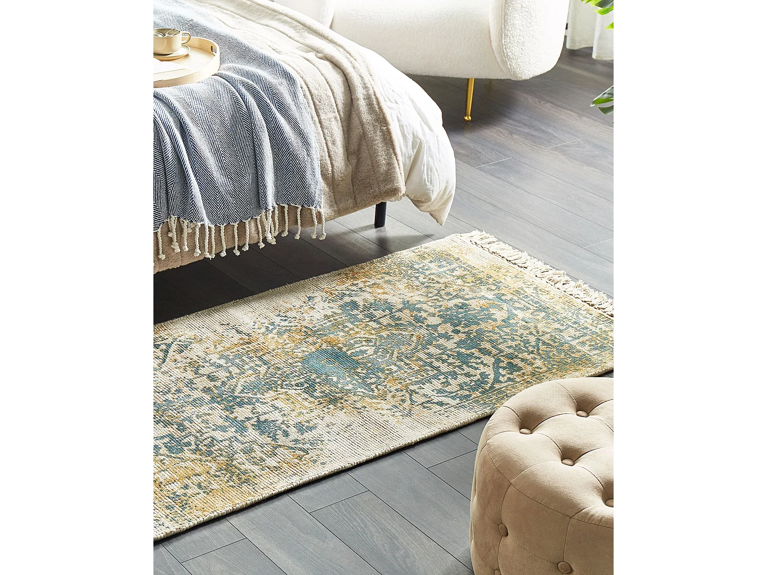 Vloerkleed viscose geel/groen 80 x 150 cm BOYALI