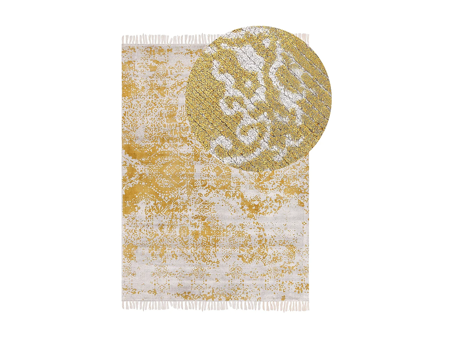 Tappeto viscosa giallo e beige 140 x 200 cm BOYALI