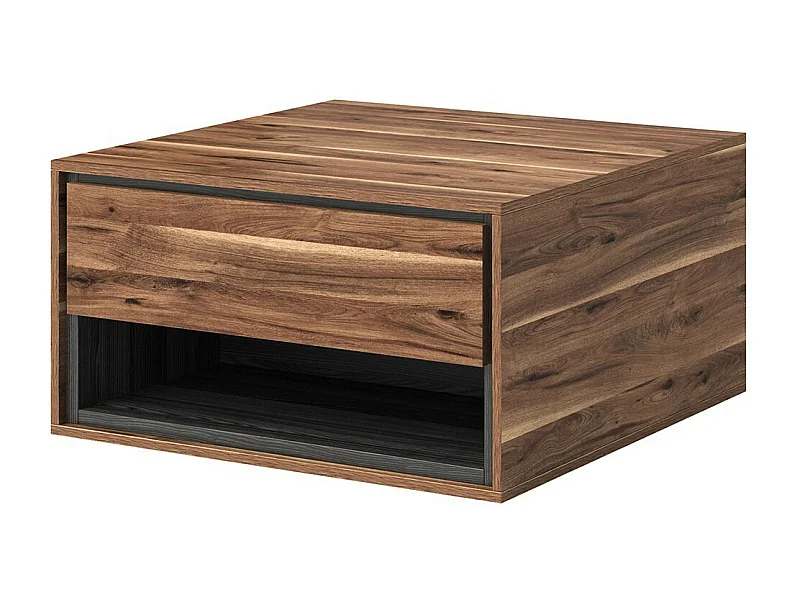 Design-Couchtisch mit 2 Schubladen und Ablagefächern - Kollektion SYLVA - Farbe Eiche und Grau