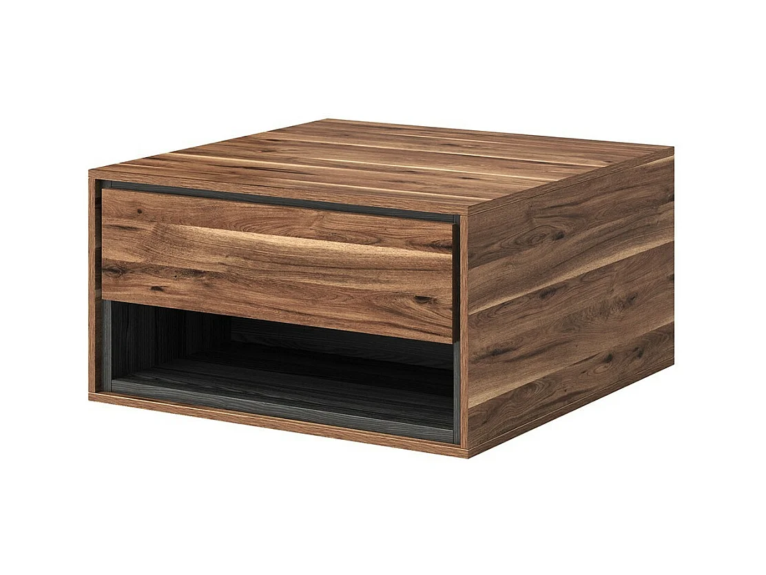 Design-Couchtisch mit 2 Schubladen und Ablagefächern - Kollektion SYLVA - Farbe Eiche und Grau