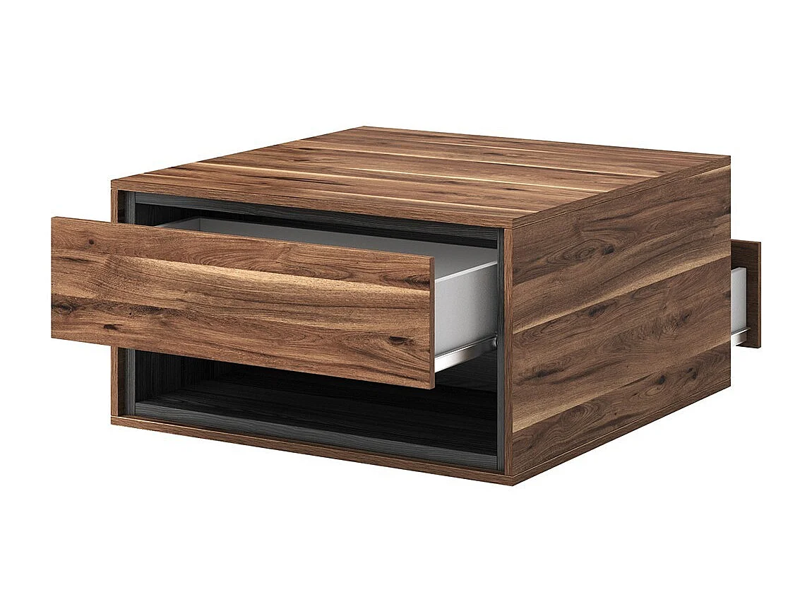 Design-Couchtisch mit 2 Schubladen und Ablagefächern - Kollektion SYLVA - Farbe Eiche und Grau