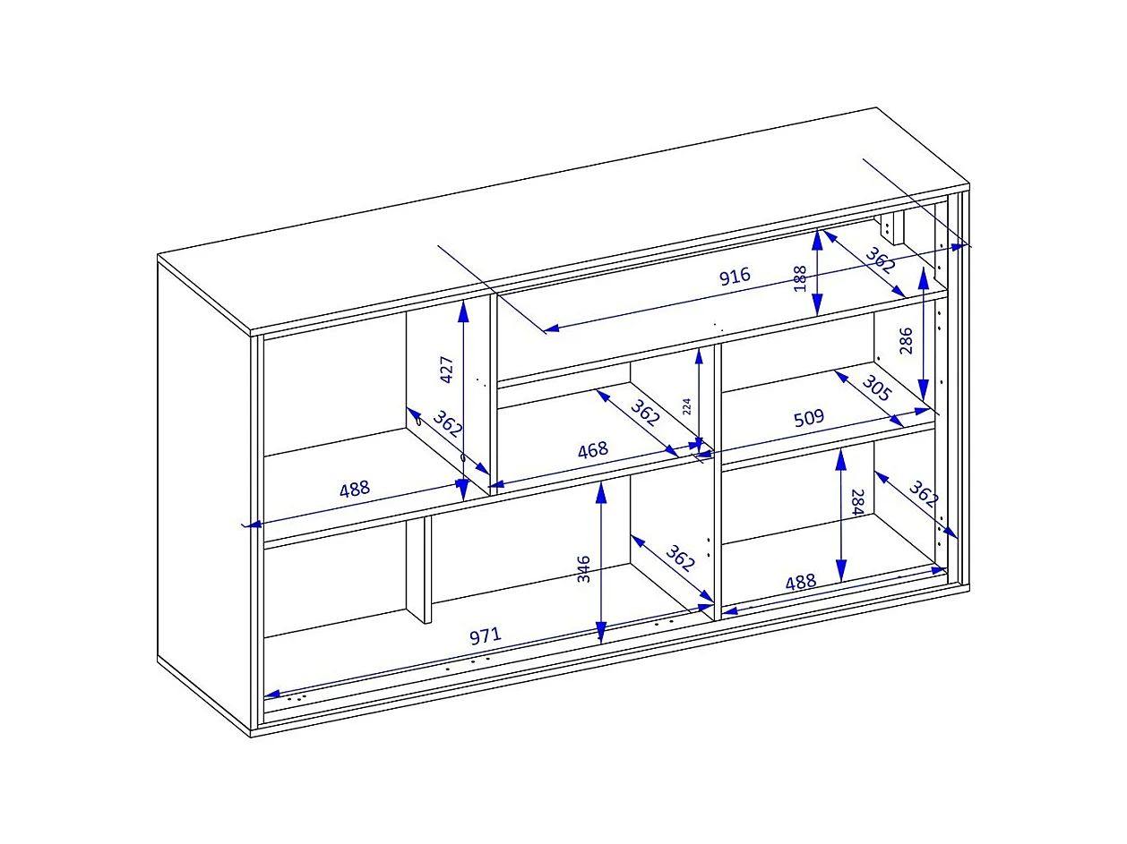 Design-Buffet 155 cm für Wohnzimmer in Eichenfarbe und dunkelgrau, Kollektion SILVA