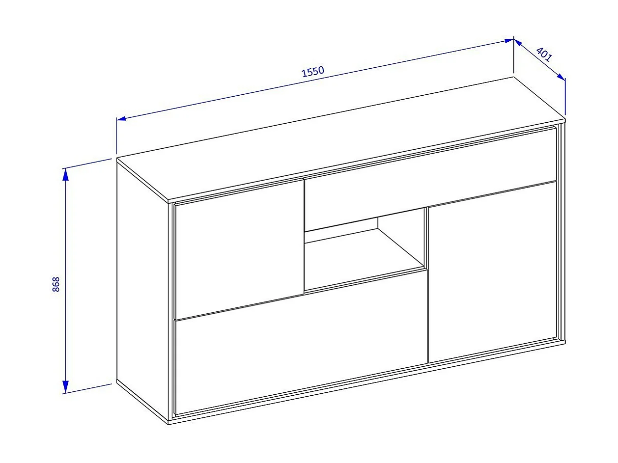 Buffet diseño 155 cm para salón color roble y gris oscuro colección SILVA