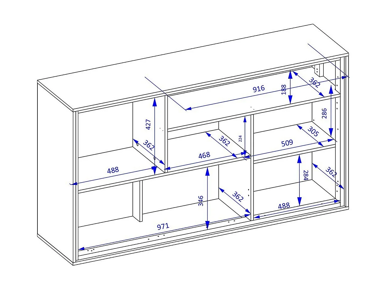 Buffet diseño 155 cm para salón color roble y gris oscuro colección SILVA
