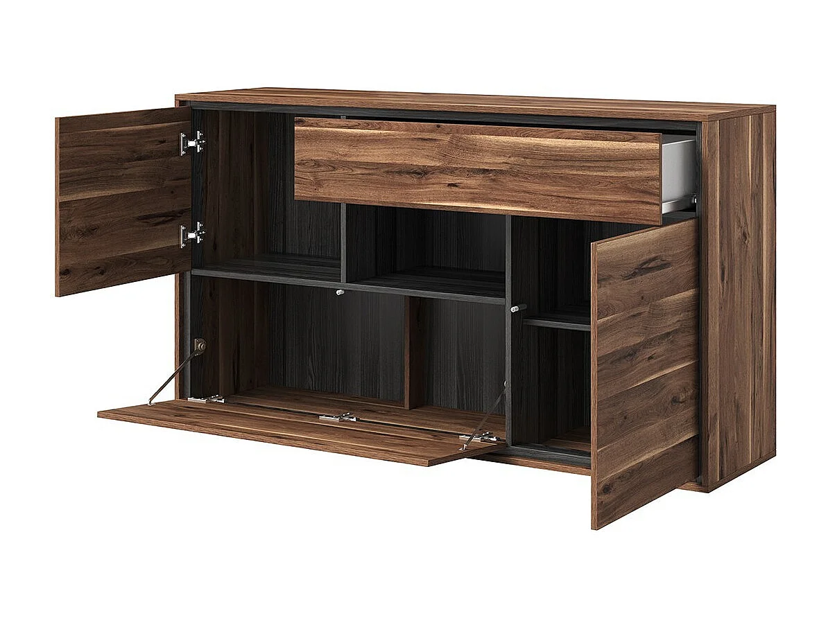 Buffet diseño 155 cm para salón color roble y gris oscuro colección SILVA