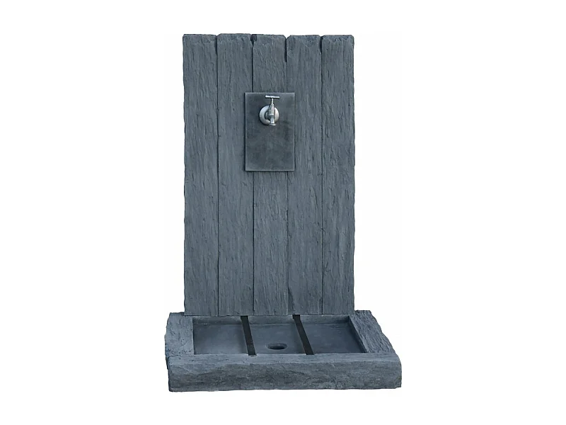 Fontaine "ARDOISE" - en pierre reconstituée - 59 x 44 x 87 cm - Gris