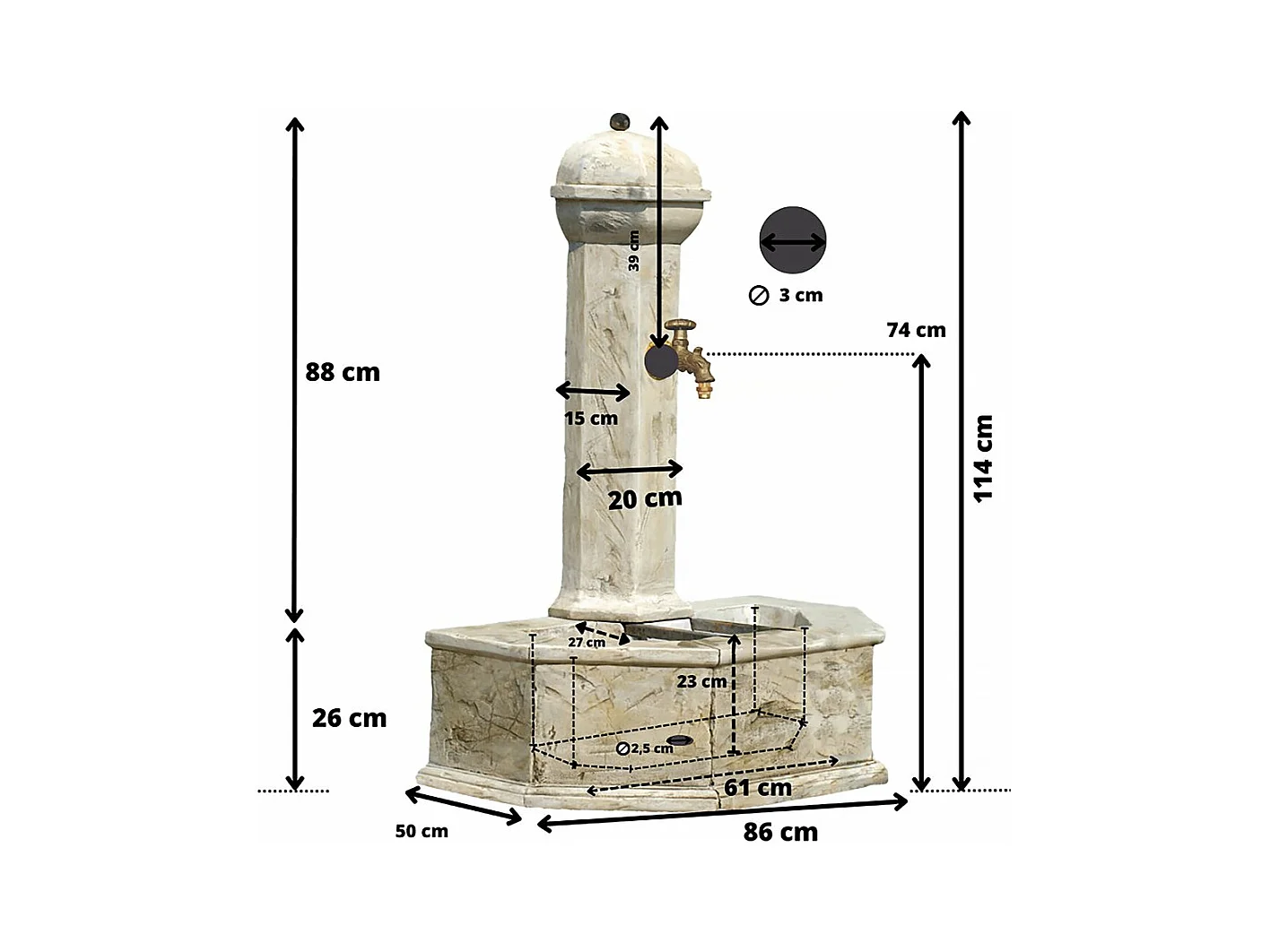 Fontaine "Provence" - 0.86 x 0.51 x 1.13 m
