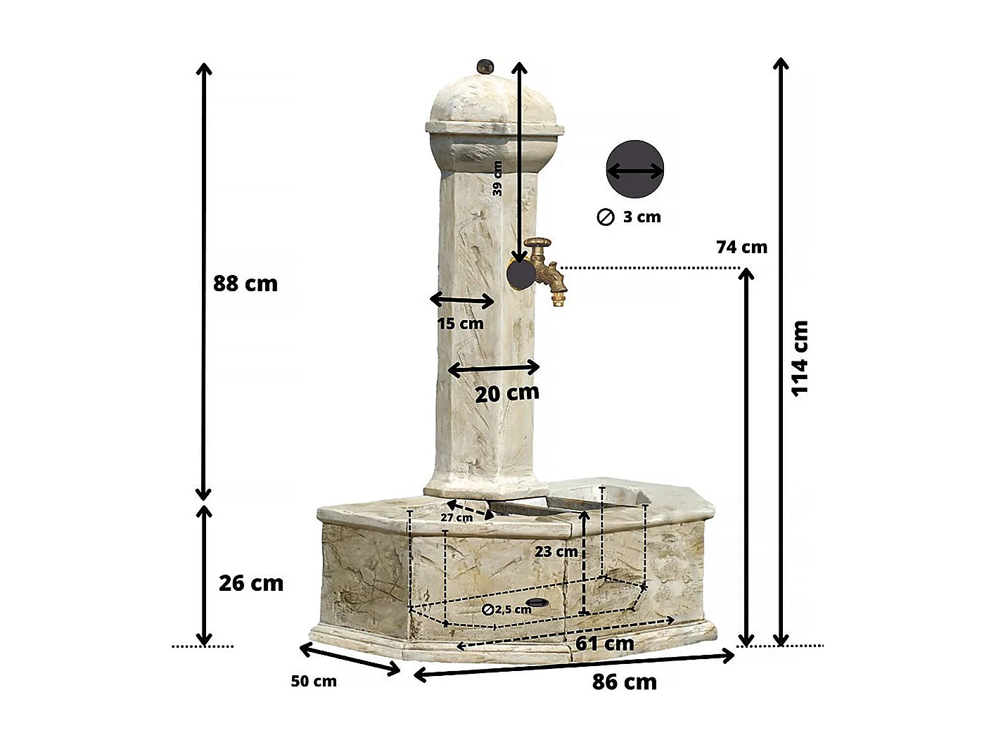 Fontaine "Provence" - 0.86 x 0.51 x 1.13 m