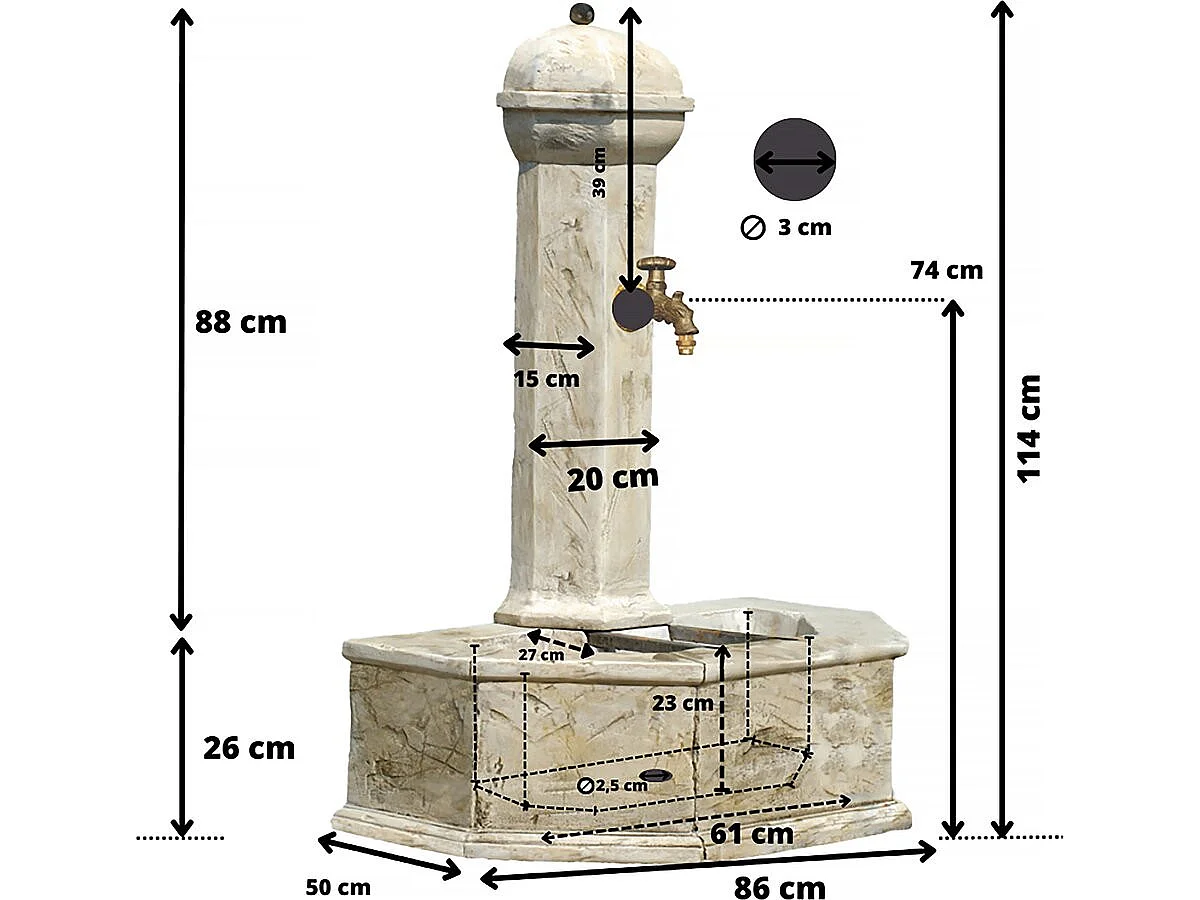 Fontaine "Provence" - 0.86 x 0.51 x 1.13 m