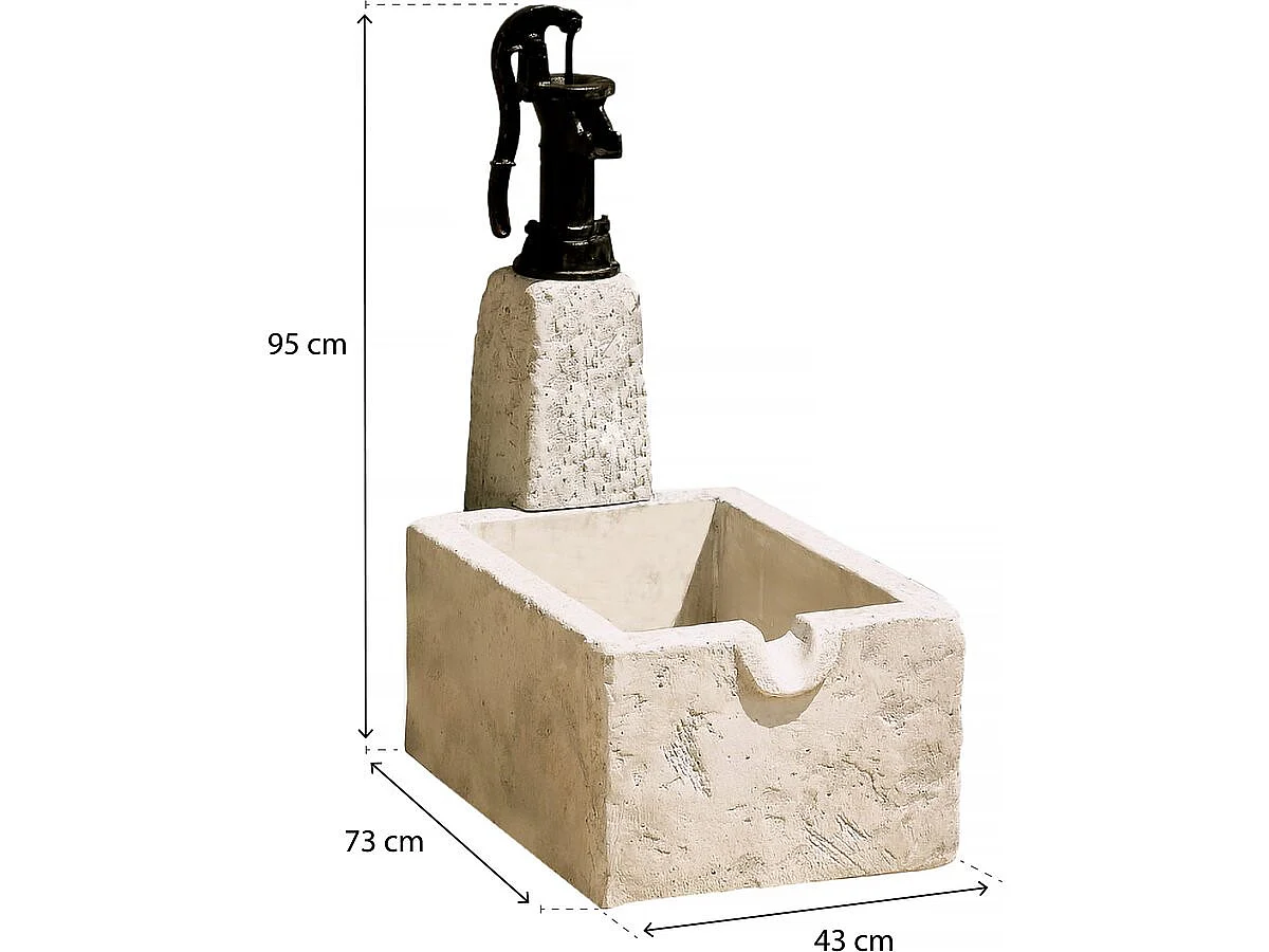 Fuente mural "RETRO" de piedra reconstituida para jardín - 43 x 73 x 95 cm