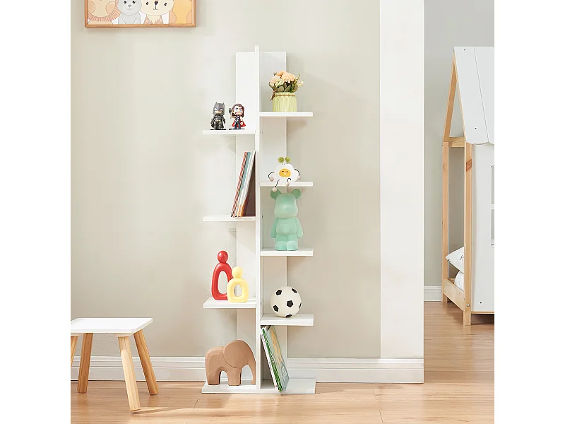 Bibliothèque Rødekro à 9 surfaces de stockage 122 x 40 x 20 cm blanc [en.casa]