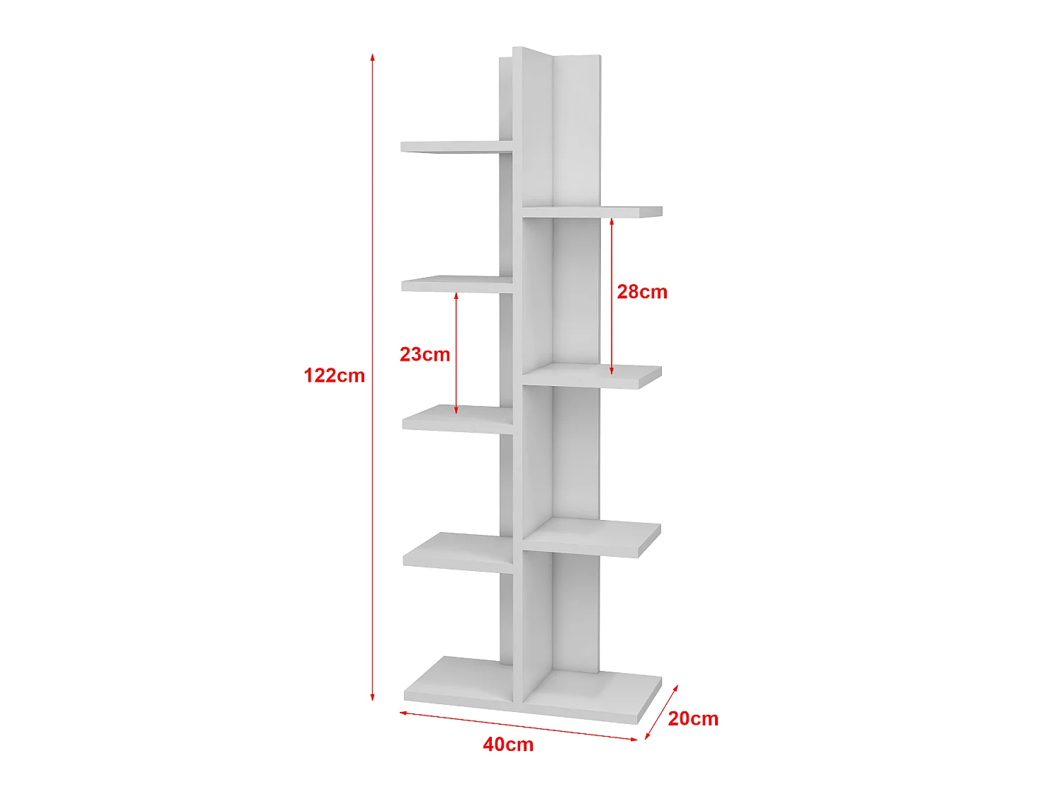 Bibliothèque Rødekro à 9 surfaces de stockage 122 x 40 x 20 cm blanc [en.casa]