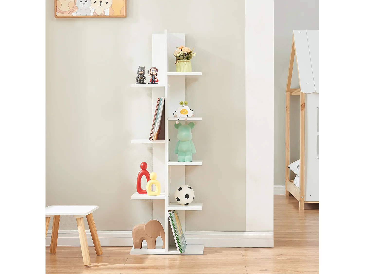 Bibliothèque Rødekro à 9 surfaces de stockage 122 x 40 x 20 cm blanc [en.casa]