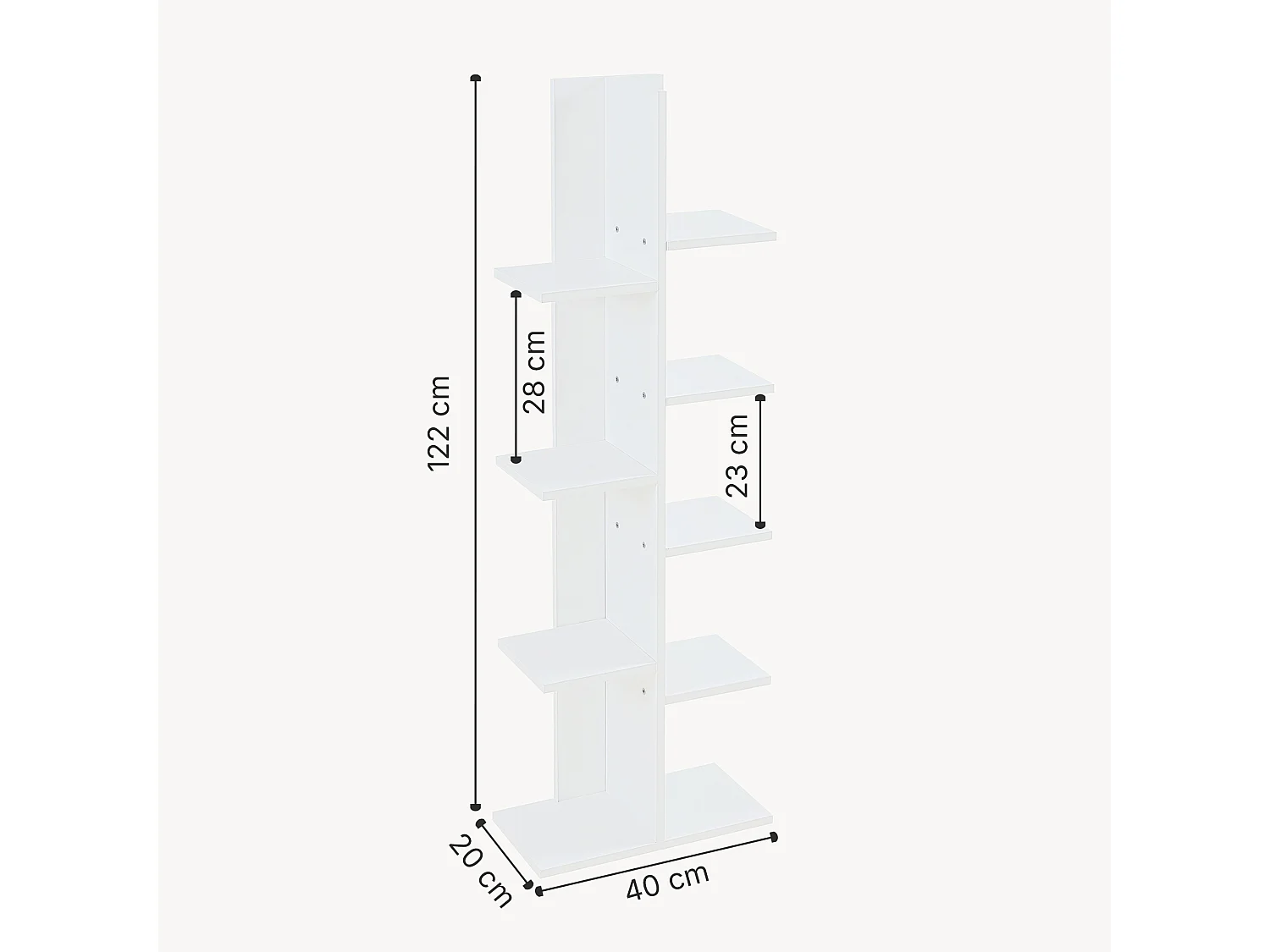 Bibliothèque Rødekro à 9 surfaces de stockage 122 x 40 x 20 cm blanc [en.casa]