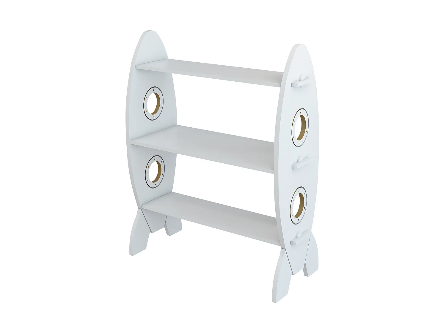 Biblothèque Tårnby pour enfant forme fusée 70 x 55 x 55 cm blanc [en.casa]