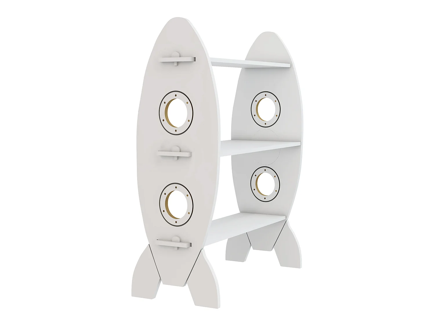 Biblothèque Tårnby pour enfant forme fusée 70 x 55 x 55 cm blanc [en.casa]