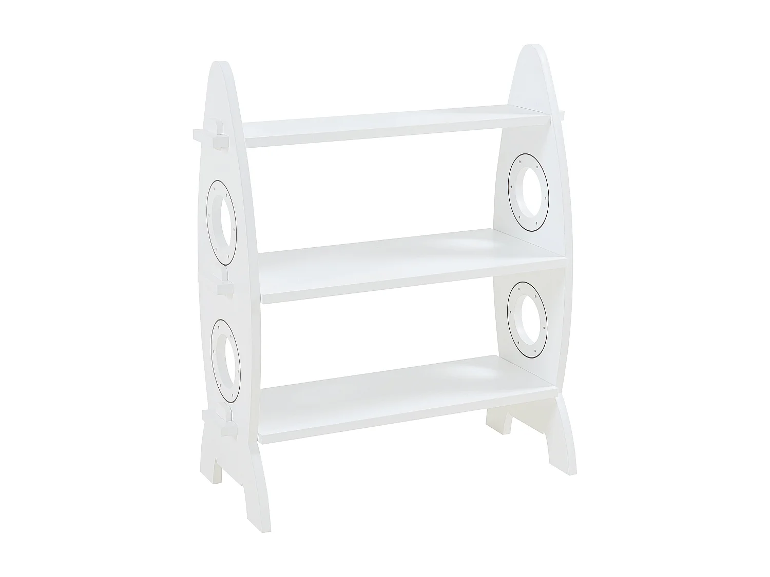 Biblothèque Tårnby pour enfant forme fusée 70 x 55 x 55 cm blanc [en.casa]