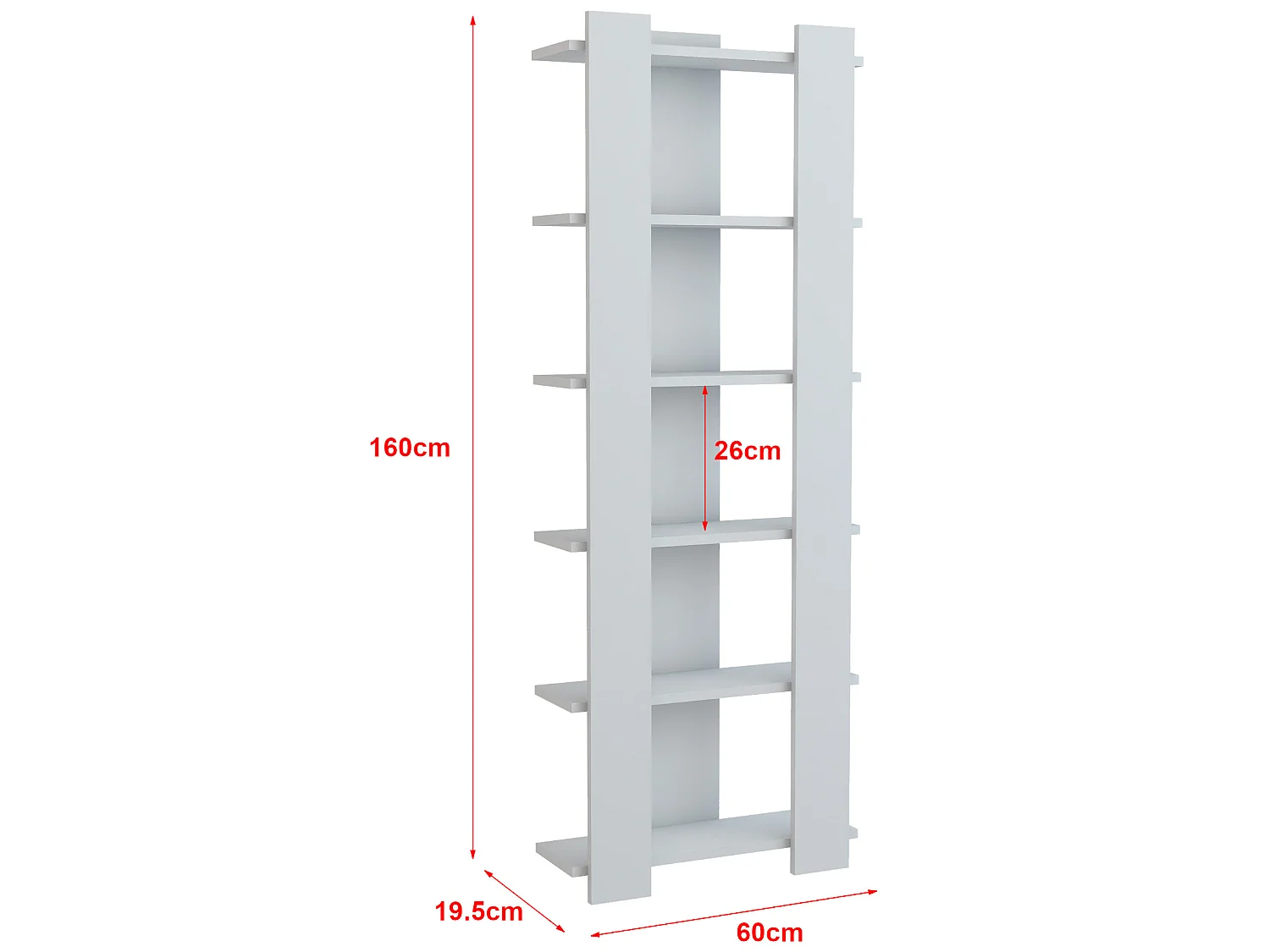 Bibliothèque Præstø à 6 niveaux 160 x 60 x 19,5 cm blanc [en.casa]
