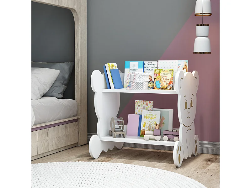 Biblothèque Tårnby pour enfant forme ours 60 x 56 x 56 cm blanc [en.casa]