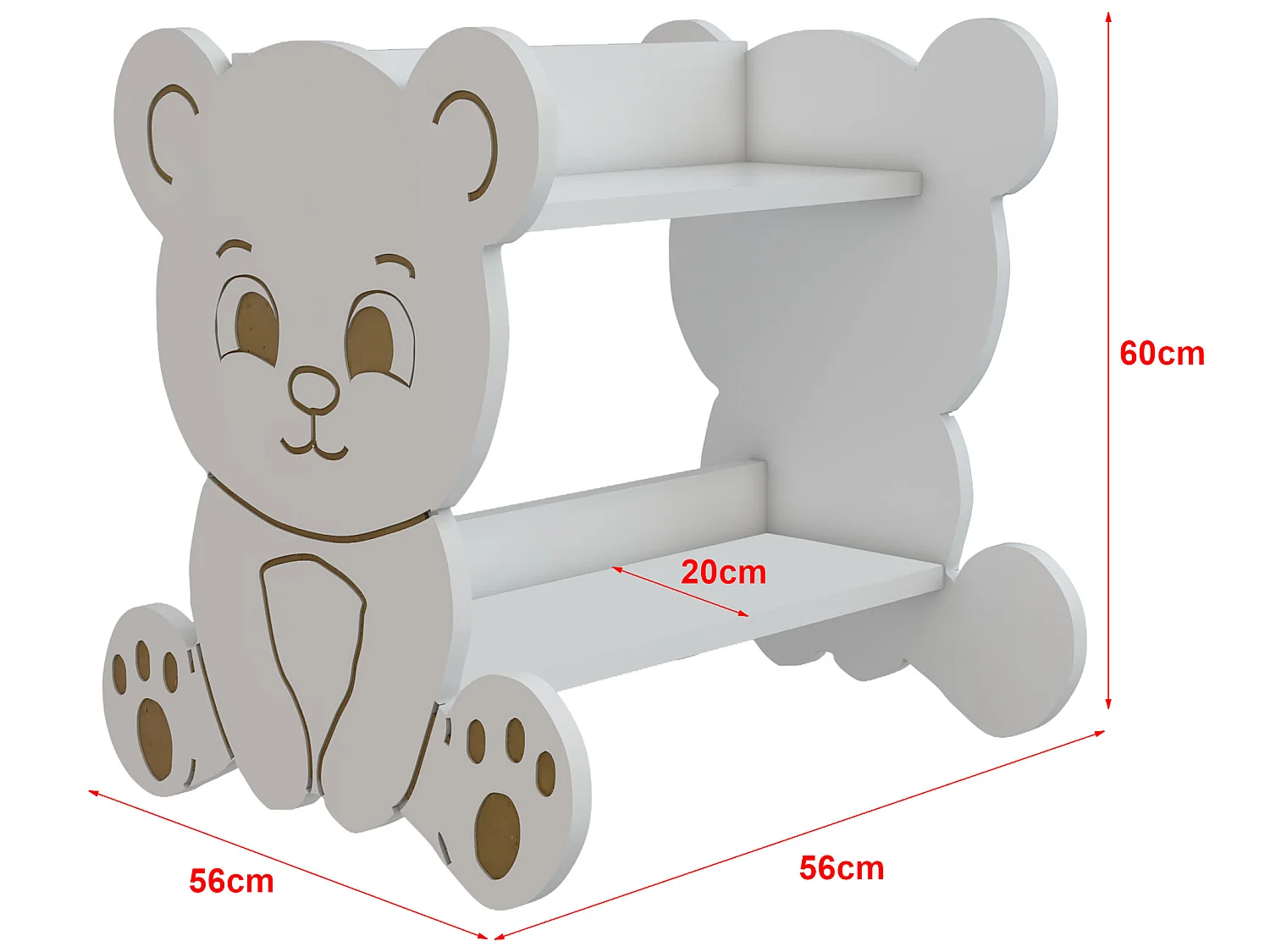 Biblothèque Tårnby pour enfant forme ours 60 x 56 x 56 cm blanc [en.casa]